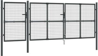 vidaXL Vidaxl - Puerta De Malla De Jard&iacute;n Acero Galvanizado Antracita 400x175cm