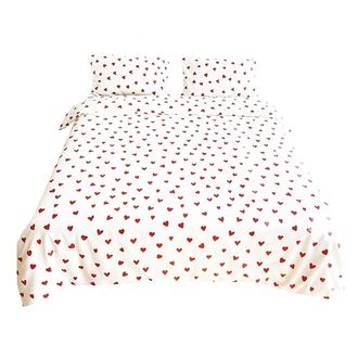 OEM Juego De Ropa De Cama De 200x230 Cm, Funda N&oacute;rdica De Microfibra Con Estampado De Corazones Rojos, 2 Fundas De Almohada, Para Dormitorio De Adultos