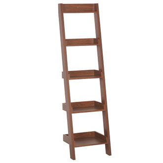 Beliani Estanter&iacute;a De Madera Oscura 5 Niveles Librer&iacute;a Inclinada Moderno Contempor&aacute;neo Mobile Duo