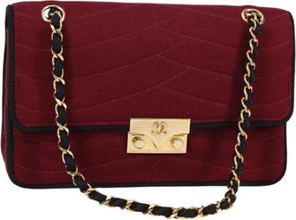 Chanel Pagoda Flap Bag Cotton And Lambskin Burgundy Cotton Bag (Pre-Owned)