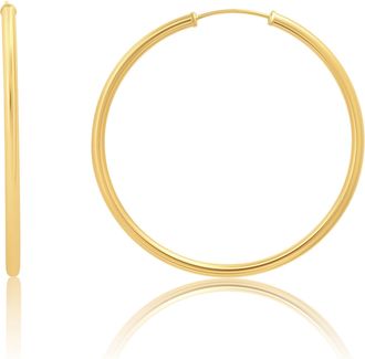 MAX + STONE 14k Yellow Gold 2mm Tube Flex Continuous Hoop Earrings 40MM-80MM