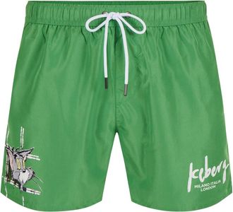 Iceberg Groene zwemshorts met Tom-print en verstelbaar trekkoord - Heren - Strandmode - Groen - S - Badmode