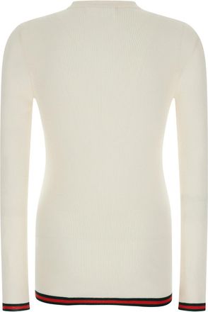 Gucci Mens White Long Sleeved Rib Silk Top Fabric Tops