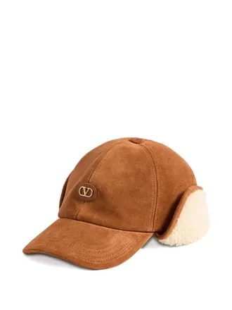 Valentino Garavani VLogo signature baseball cap in suede and sheepskin - men - Suede/Sheepskin - 58 - Brown