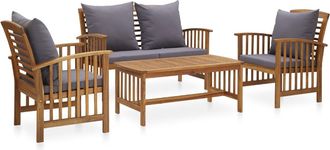 vidaXL Muebles De Jard&iacute;n 4 Piezas Con Cojines Madera Maciza De Acacia Vidaxl