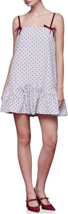 Avec Les Filles Babydoll Heart & Stripe Minidress in Blue Stripe Red Hear at Nordstrom, Size 12