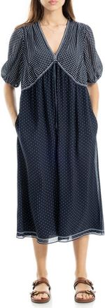 Max Studio Babydoll Midi Dress in Navy/Cream at Nordstrom Rack, Size X-Small