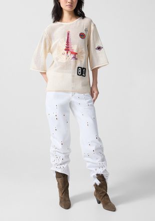 Isabel Marant Womens Amia geometric broderie anglaise jean