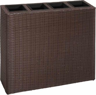 vidaXL Jardinera Alta Con 4 Macetas Rat&aacute;n Sint&eacute;tico Marr&oacute;n Vidaxl