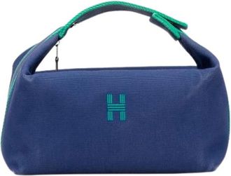 Hermès Pre-owned Handbags, female, Blue, Size: ONE SIZE Pre-owned Canvas Handbag