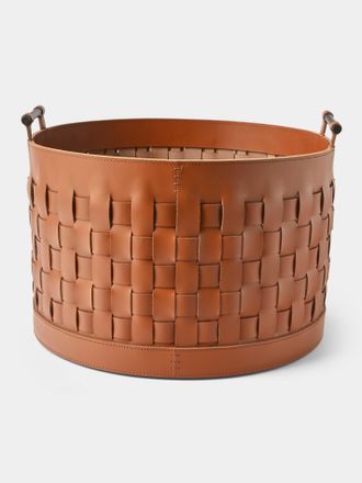 Rabitti 1969 Ravenna Leather Round Tall Basket