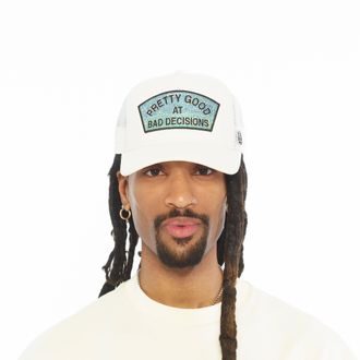 Cult of Individuality Mesh Back Trucker Hat Pretty Good At Bad Decisions In Winter White