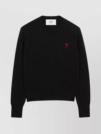 Ami merino wool logo-embroidered crew-neck jumper