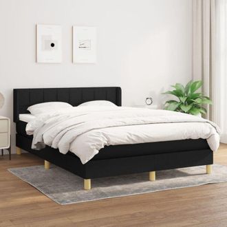 vidaXL Cama Box Spring Con Colch&oacute;n Tela Negro 140x200 Cm Vidaxl