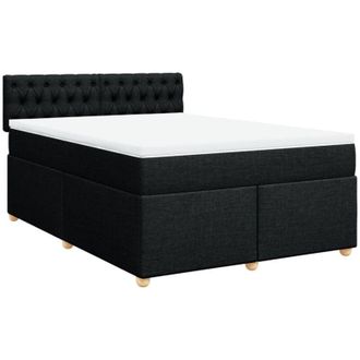 vidaXL Cama Box Spring Con Colch&oacute;n Tela Negro 140x190 Cm Vidaxl