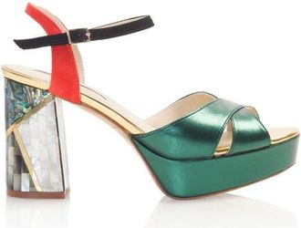 Freya Rose Kami Ankle Strap Pearl Heel Sandal in Green at Nordstrom, Size 35