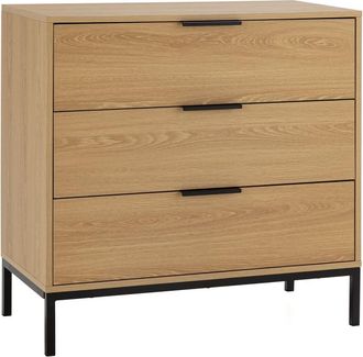 HOMN Cómoda de noche 3 cajones color roble