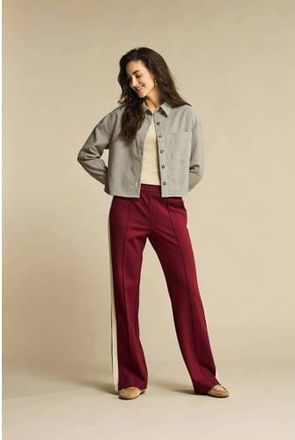 Red Button wide leg high waist gestreepte casual broek donkerrood