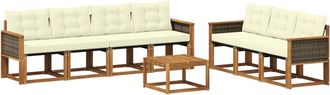 vidaXL Conjunto De Sof&aacute;s De Exterior 8 Uds. Natural Y Crema Vidaxl