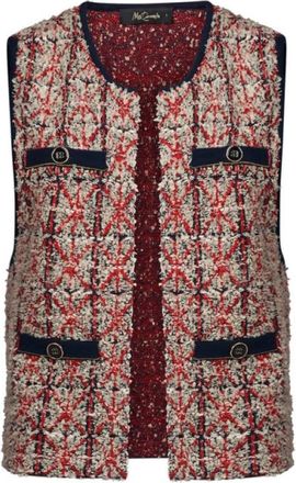 Mes Demoiselles... Navyblauw en Rood Tweed Wol Gilet - Heren - Bodywarmers - Bruin - M - Wol - Jassen