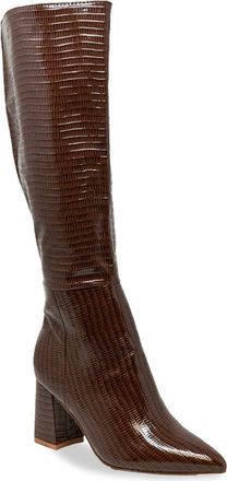 Chase + Chloe by Intouch Footwear Croc Embossed Knee High Boot in Brown Croc at Nordstrom Rack, Size 6.5