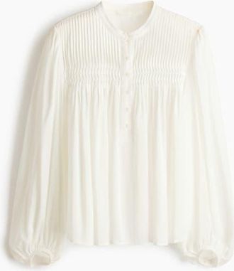 H&M Pintucked Blouse in White at Nordstrom, Size X-Small
