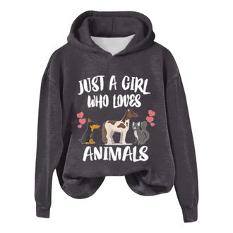 Generic Gifts for Women Sale Clearance Oversized Sweatshirts for Women UK WomenS Just A Girl Who Loves Animal Long Sleeve Sweatshirt Clothing Sweatshirts Sale