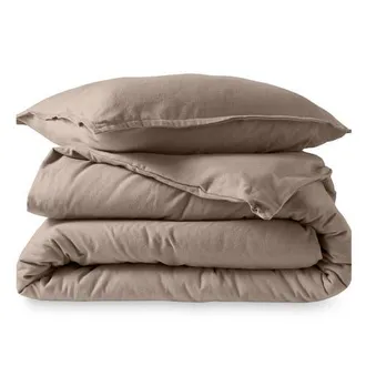 Bare Home 100% Cotton Flannel Duvet Cover & Sham Set in Taupe at Nordstrom, Size Queen