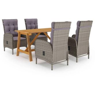 vidaXL Juego De Comedor Para Jard&iacute;n 5 Piezas Gris Vidaxl