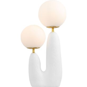 Jonathan Y Designs Oda 17.75 2-Light Modern Bohemian Resin/Iron/Frosted Glass Danish Cactus LED Table Lamp in White/brass Gold at Nordstrom