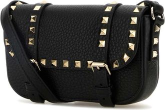 Valentino Garavani Womens Black Leather Rockstud Crossbody Bag Nero Clutch