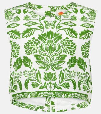 Farm Rio Delicate Tapestry linen-blend top