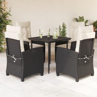 vidaXL Set De Muebles Jard&iacute;n 5 Pzas Con Cojines Rat&aacute;n Sint&eacute;tico Negro Vidaxl