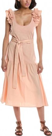 Nation Ltd Everleigh Frilly Dress In Dusty Peach