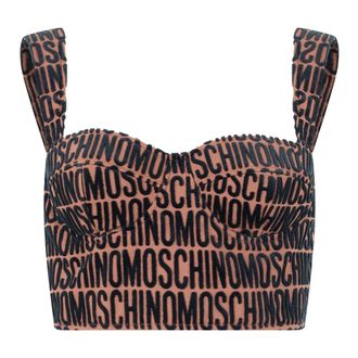 Moschino Top Corto con Logo - Tops - Mujer - Marr&oacute;n - S