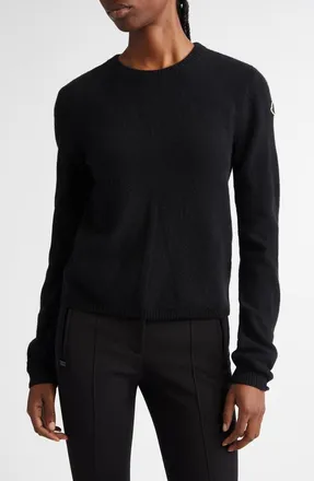 Moncler x Rick Owens Wool & Cashmere Crewneck Sweater in 999-Black at Nordstrom, Size X-Small