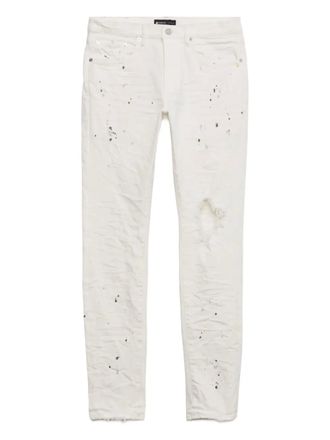 Purple P001 paint-splatter distressed sli-fit jeans - men - Cotton/Lycra - 29 - White
