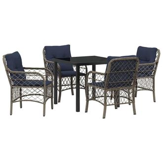 vidaXL Conjunto De Comedor De Jard&iacute;n 5 Pcs Gris Y Negro Rat&aacute;n Vidaxl