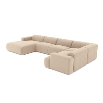Sia Home Sof&aacute; cama panor&aacute;mico izquierdo 7 plazas terciopelo de pana beige