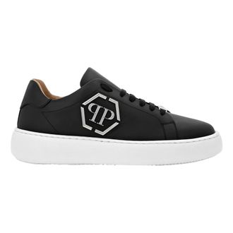 Philipp Plein Schoenen, Heren, Zwart, 46 EU, Leer, Lo-Top Sneakers Hexagon