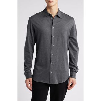 Emporio Armani Cotton Button-Up Shirt in Dark Grey at Nordstrom Rack, Size Medium