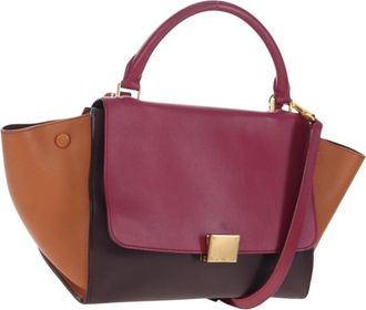 Celine Tricolor Trapeze Leather Burgundy Leather Handbag (Pre-Owned)