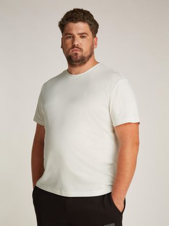 Calvin Klein Plus T-Shirt Plus Textured Monologo Tee, Herren, Gr. 5XL, weiss (ivory), Single Jersey, Obermaterial: 100% Baumwolle, CALVIN KLEIN JEANS PLUS, unifarben, r