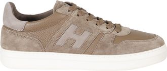 Hogan Brown H Tv Smooth Leather Suede Rubber Sole Sneakers