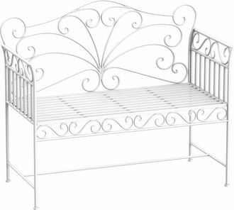 OUTSUNNY Garden Bench Outdoor Furniture 2 Seater Park Seating w/ Backrest White