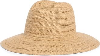 Vince Herringbone Weave Panama Hat in Camel at Nordstrom, Size Small