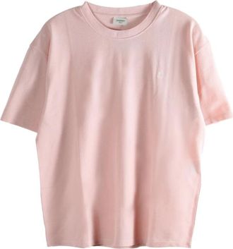 Saint Laurent Large Bord T-Shirt - Dames - T-shirts - Roze - M - Katoen - Tops