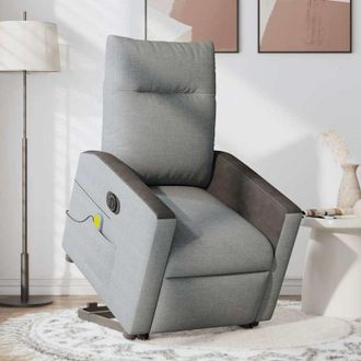 vidaXL Vidaxl - Sill&oacute;n De Masaje El&eacute;ctrico Reclinable Elevable Tela Gris Claro