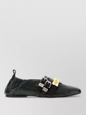 Ganni printed synthetic leather ballerinas