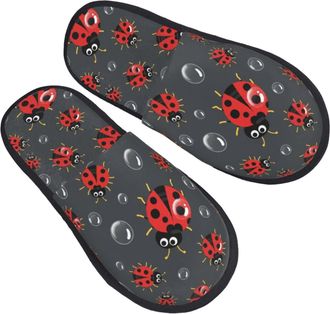 Generic Plush Mens Slipper Men Ladybug Bubbles House Slipper Portable Womens Slippers for Travel Guest Family M
